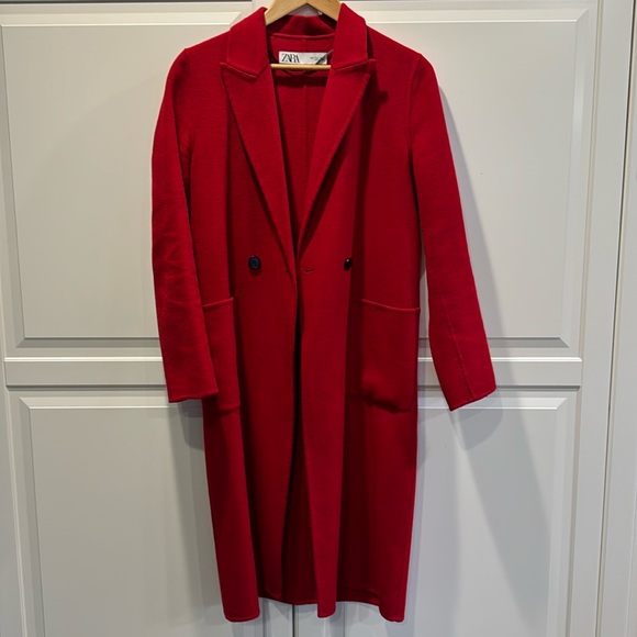 Zara red coat in small. - Picture 1 of 4